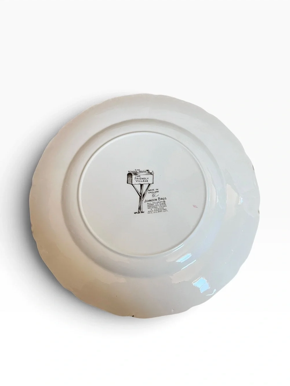 2 Johnson Bros Friendly Village Plates 10¾” The Covered Bridge & School House